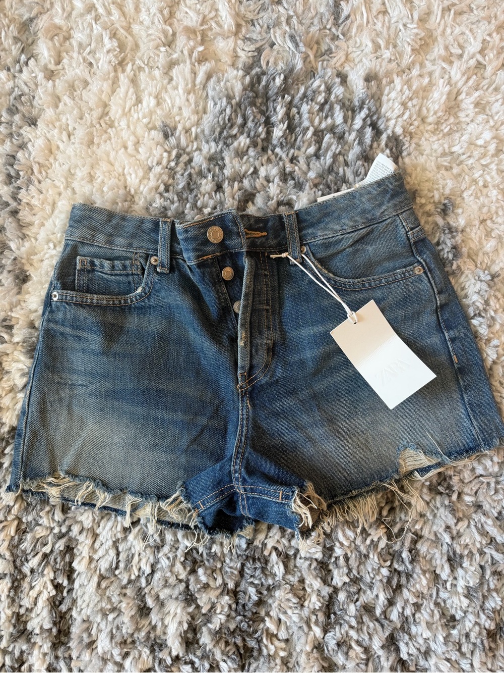 NWT ZARA Ripped Mid-Rise TRF Denim Shorts | 4